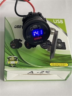 Гнездо-№ А-25-1 Вольтметр,с крышкой  USB+Type-C  12V-24V(3.1 Aм) с подсветкой 8142 - фото 8075