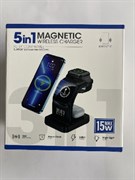 Беспроводная станция для подзарядки MAGNETIC- Apple Watch,Airpods,Айфон-5 в 1 ,,15W,, 7306