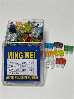 Набор предохранителей MING WEL-флажковые в пластиковом боксе -ЕВРО-МИКС(100 шт в упак) 8434 - фото 23266