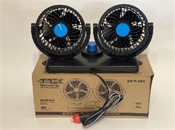 _TREK-Вентилятор Т-3205-"4"(10.5 см)-12V -двойной на скотче с совмещен. регулировкой 8577 - фото 53621