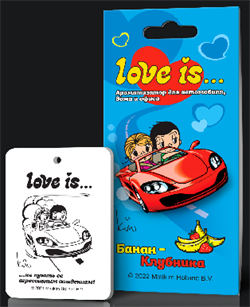 Освежитель LOVE IS-Подвесной картон-БАНАН+КЛУБНИКА  8797