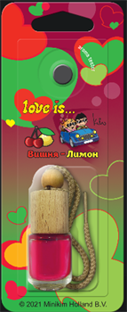 Освежитель LOVE IS-ФЛАКОН с деревянной крышкой-ВИШНЯ+ЛИМОН 8807
