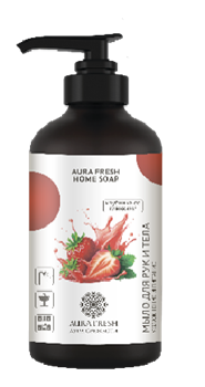 AURA FRESH HOM COAP- Мыло для рук и тела 23725 КЛУБНИКА СО СЛИВКАМИ-300мл 8890