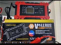Зарядное устройство импульсное-VOLLRUS-Smart 15-А-А, 12V-24-В,3-6-10А (Авто,Мото,AGM) 8760